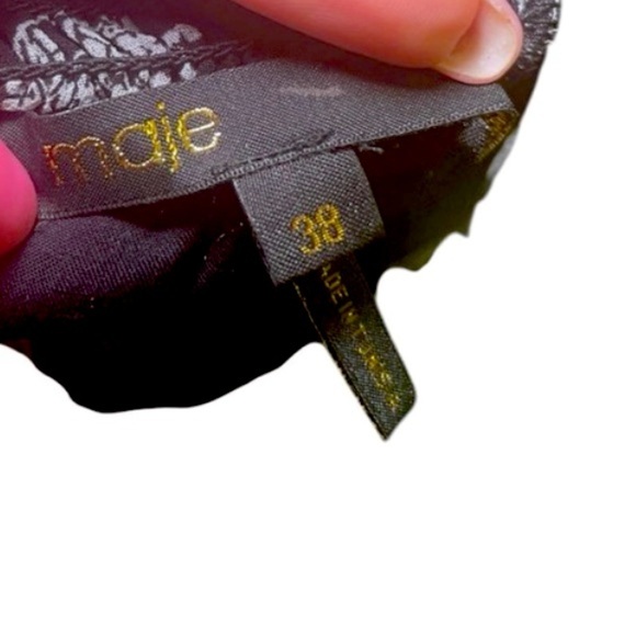 Maje Floral Off Shoulder Hi Low Black White Asymmetrical Midi Dress US M l FR 38 - Picture 13 of 14